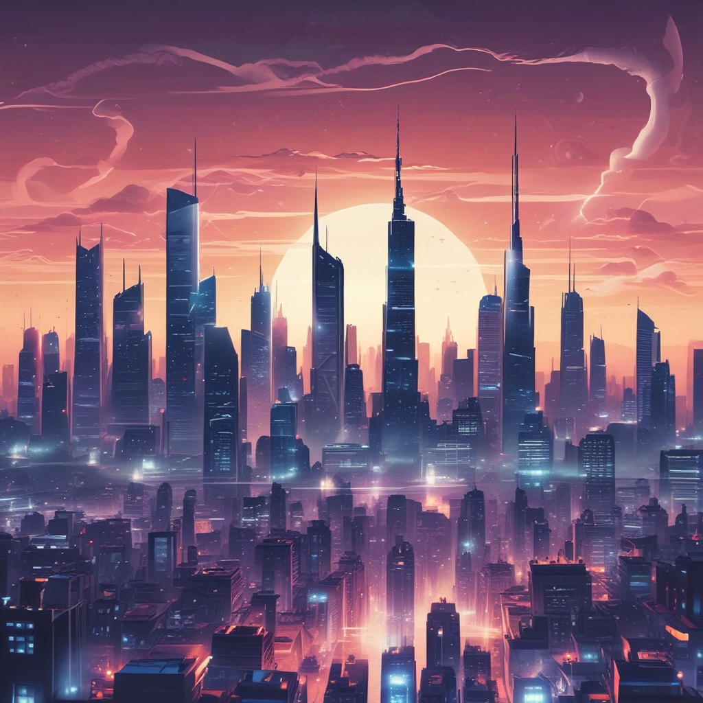 Futuristic city skyline